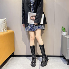 Autumn And Winter Fire Fashion All-match Small Thick-soled Non-slip But Knee Knight Boots