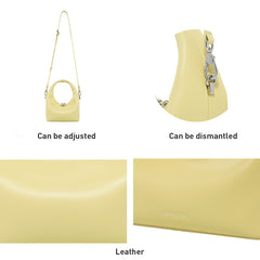 Women's yellow cowhide leather shoulder messenger bag - view 3
