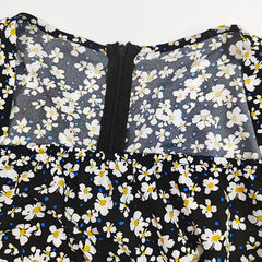 Women's Puff Sleeve Floral Midi Dress Elegant Square Neck Boho Side Split Dresses
