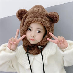Three-Piece Warm Bear Scarf And Gloves