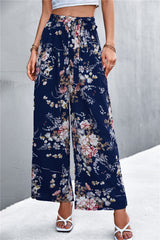 Printed Tie Casual Wide Leg Trousers