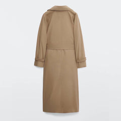 Vintage Women's Double Breasted Fashion Over Knee Trench Coat