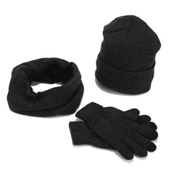 Variegated Knitted Woolen Thick Scarf Hat Gloves