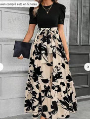 Floral Print Round Neck Exotic Vacation Style Elegant Dress