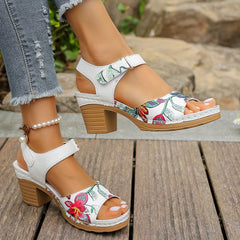 High Heel Sandals Velcro Buckle Casual Sandals For Women