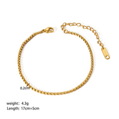 Stainless Steel Slim Chain Bracelet 18K Gold Does Not Fade