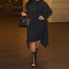 Loose Women's Lapel Long Sleeve Long Coat