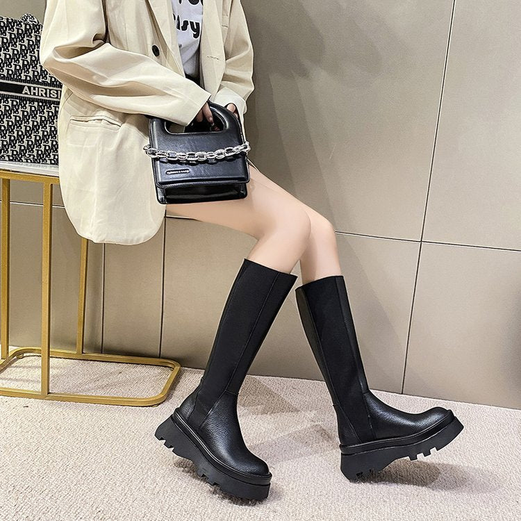 British Style Thick-soled Boots Are Thinner Than The Knee – view 3