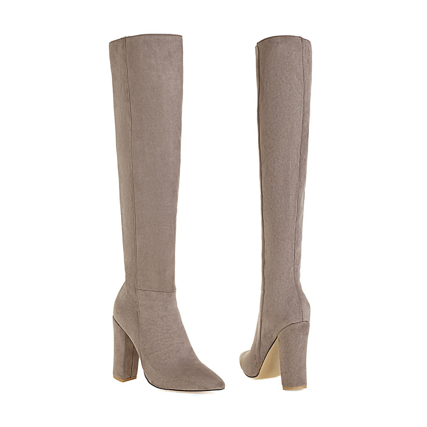 Mid-heel Round Toe Size Suede Knee-length Women's Boots – view 4