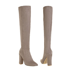 Mid-heel Round Toe Size Suede Knee-length Women's Boots – view 4