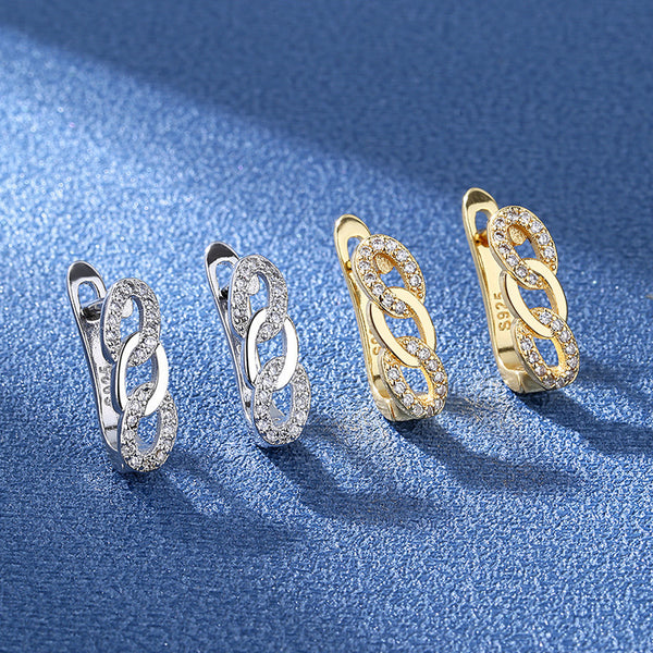 Korean Style Zircon Earrings – 18K Gold or White Gold Plated