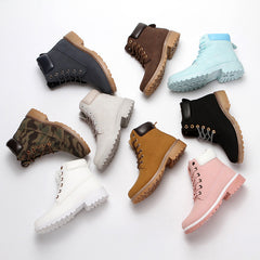 Pink With Velvet Lining Warm Flat Bottom High-top Men's Shoes Couple Boots