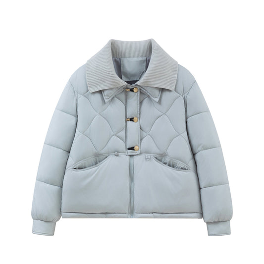 Puff Loose Casual Rhombus Coat Elegant Cotton-padded Puffer Jacket