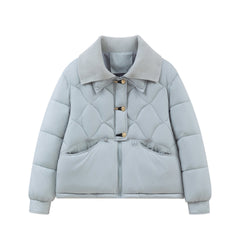 Puff Loose Casual Rhombus Coat Elegant Cotton-padded Puffer Jacket