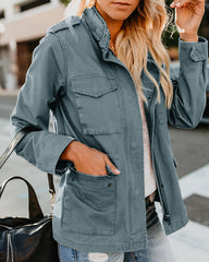 Women's Casual  Solid Color Loose Zip Lapel Jacket
