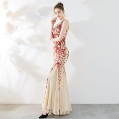Women's New Banquet Temperament Elegant Evening Dress Fishtail Sequins