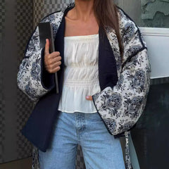 Women's Printed Lace-up Jacket Coat
