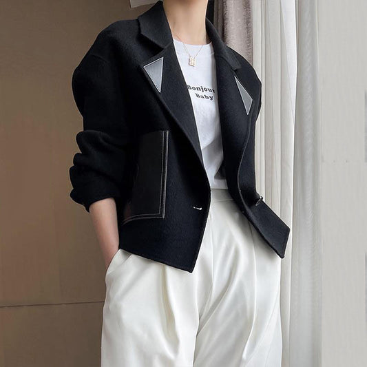 Women's Spring Loose Plaid Woolen Short Coat