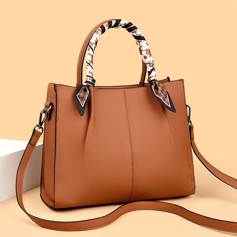 Women's leather crossbody tote bag - view 4
