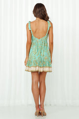 Summer New Sexy V-Neck Sling Straps Printed Pleated Dress Women