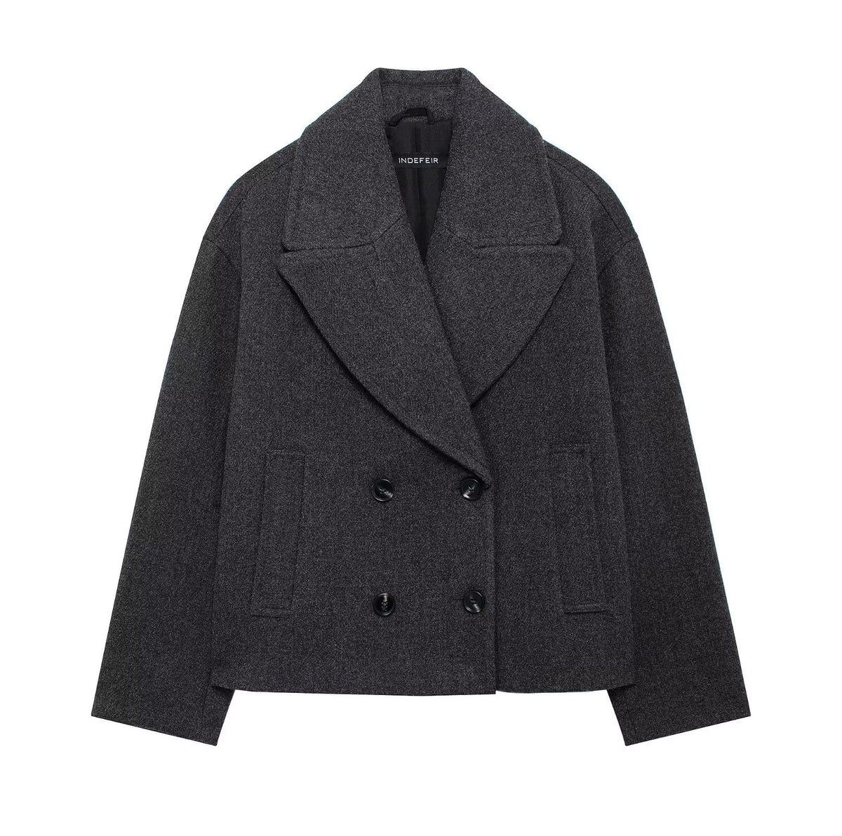 Lapel Double Breasted Woolen Coat