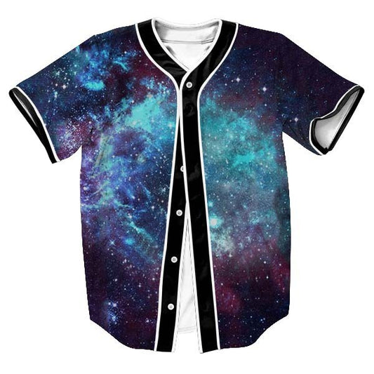 Short Sleeve 3D Printing Fashion Button Cardigan Baseball Uniform