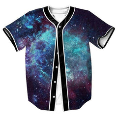 Short Sleeve 3D Printing Fashion Button Cardigan Baseball Uniform
