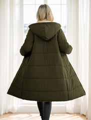 Women's Winter Long Sleeve Zip Up Hooded Cotton Padded Coat