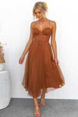 Temperament Camisole Mesh Party Evening Dress