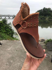 Large Size Rhinestone Rivet Sandals Beach Thong Flat Sandals