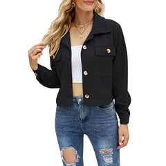 Women's Casual Long-sleeved Short Coat Corduroy Shirt