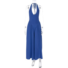 Halter Elegant Large Swing Skirt Dress Women's Clothing