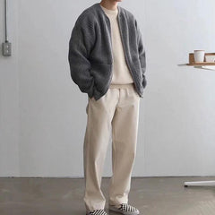 Men's Sweater Jacket with a Zipper – Knitted Cardigan Style