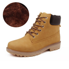 Pink With Velvet Lining Warm Flat Bottom High-top Men's Shoes Couple Boots