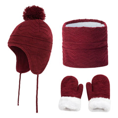 Fashionable Temperament Warm Children's Hat Scarf Gloves