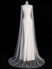 Light Wedding Dress White Satin Fishtail Bridal Morning Gown