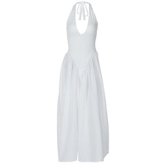 Halter Elegant Large Swing Skirt Dress Women's Clothing
