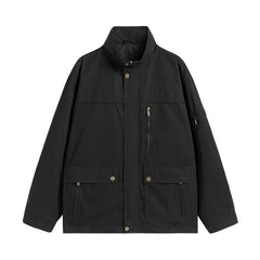 Men's Thin Casual Jacket With More Than American Workwear Bags Loose