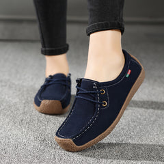 Lace-up Flat Shoes Sneakers Women Frosted Shoes