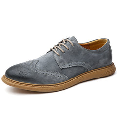 Business Formal Wear Genuine Leather Low Top Retro Lace Up Breathable Men's Shoes
