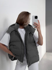 Cotton Vest Trendy Sleeveless Hooded puffer Jacket