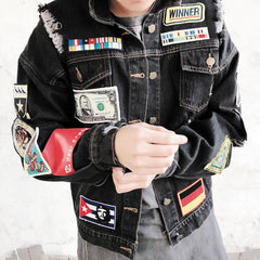 Ripped Denim Jacket Trendy Handsome Jacket