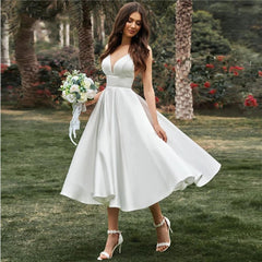 Women's Long Skirt V-neck Simple And Thin Suspender Dress