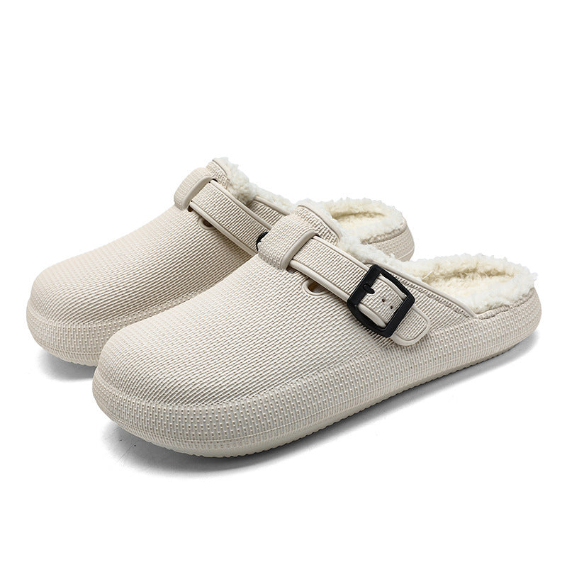Autumn And Winter Eva Soft Bottom Home Travel Fleece-lined Slippers