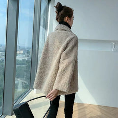 Sheep Shearing Mid Length Large Size Fur Coat