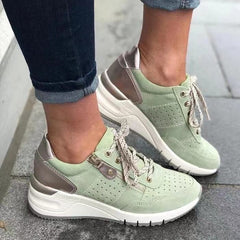 Lace-up Sneakers Women Cozy Tinck-soled Sports Shoes