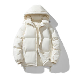 Men's Hoodie Coat Winter Fashion Solid ZIp-up Thickened Cotton-padded Puffer Jacket Casual Warm Outwear Top Clothing