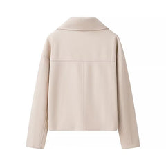 Casual Plus Size Lapel Double Breasted Woolen Coat Top