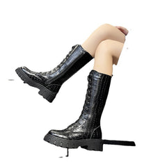 Autumn And Winter Fire Fashion All-match Small Thick-soled Non-slip But Knee Knight Boots
