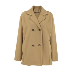 Autumn And Winter Woolen Overcoat Mid-length Loose Thick Brown Double-breasted Woolen Coat
